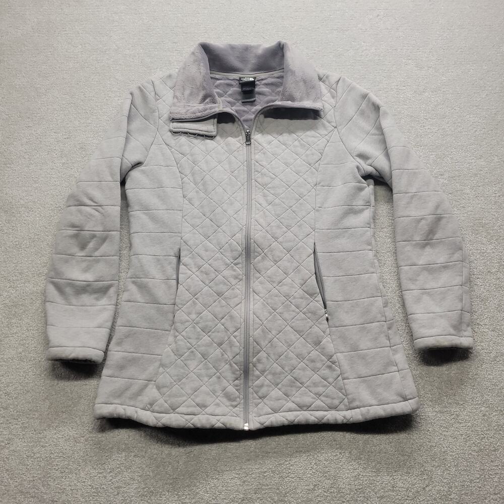 The North Face Women's Large Gray Quilted Fleece Lined Full Zip Jacket Coat